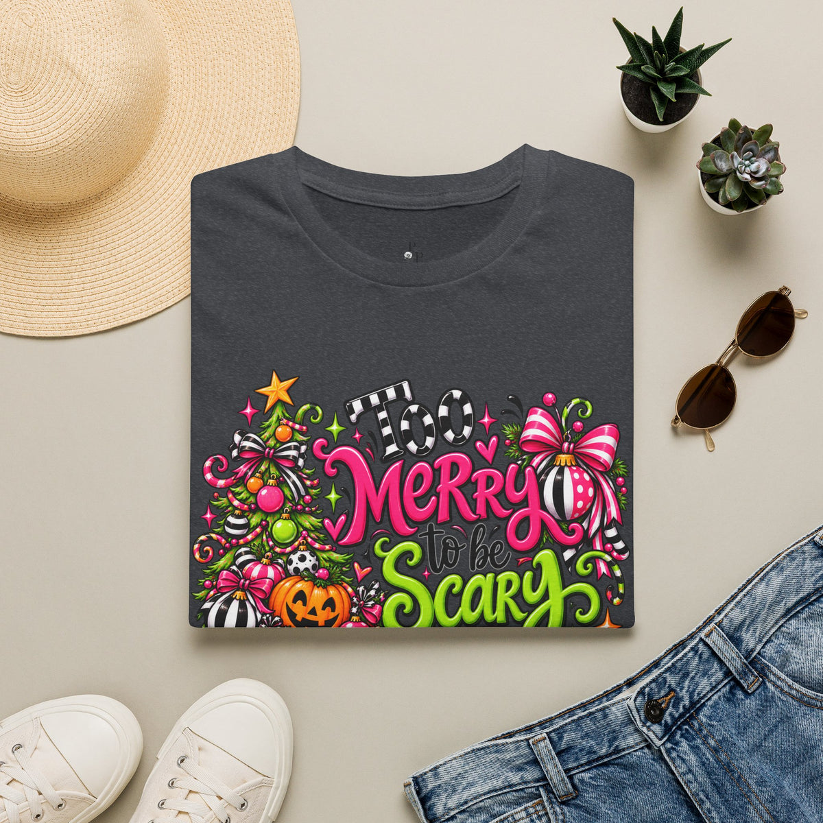 Merry to be Scary Christmas Halloween T-Shirt — Cute Spooky Holiday Graphic Tee