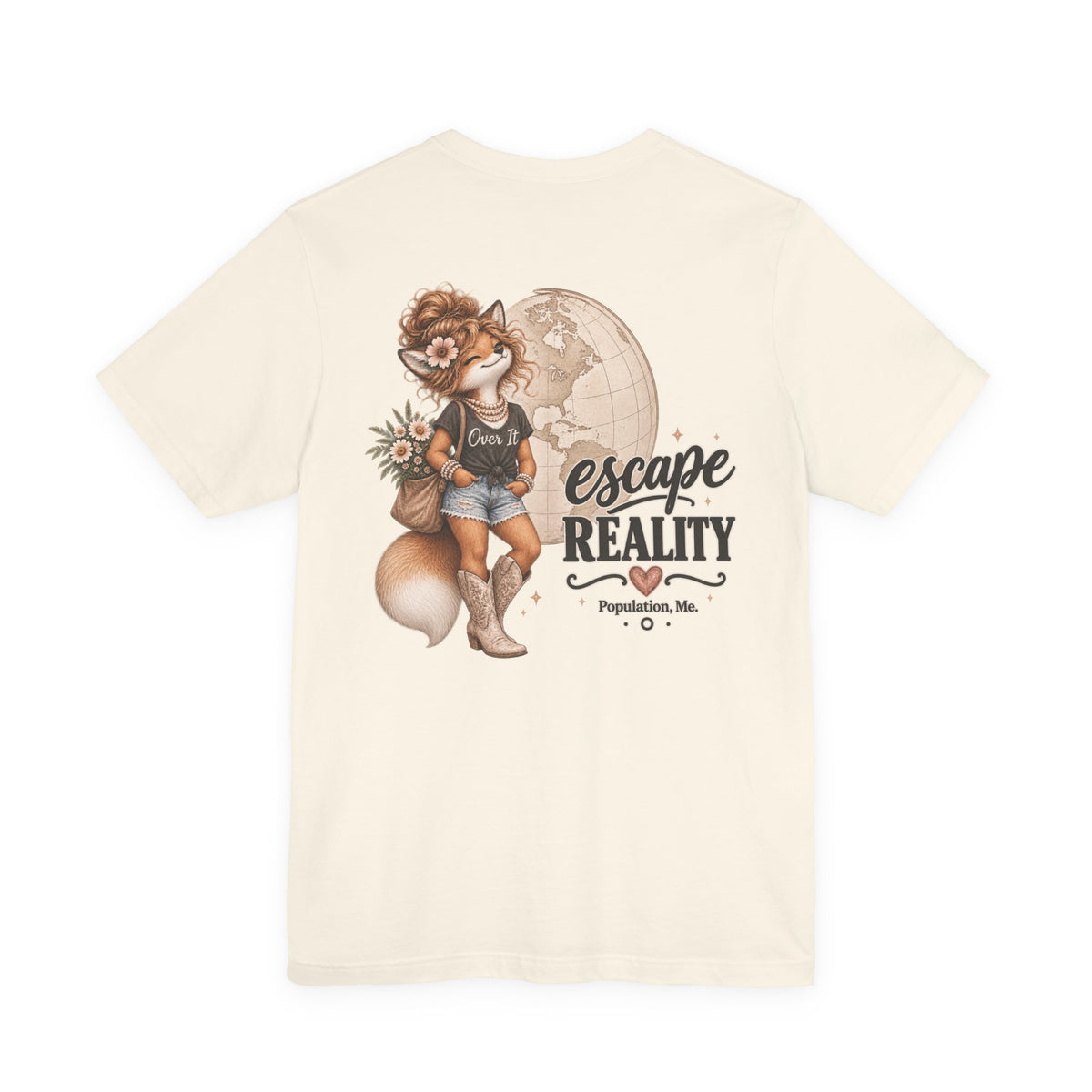 Escape Reality Fox T-Shirt — Cute Fox Traveler Graphic Tee ("Permission to Escape Reality")