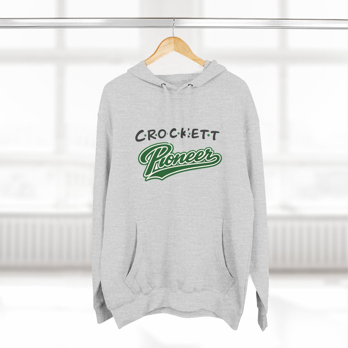 Crockett Pioneer Hoodie — Vintage Script Green Logo Fleece
