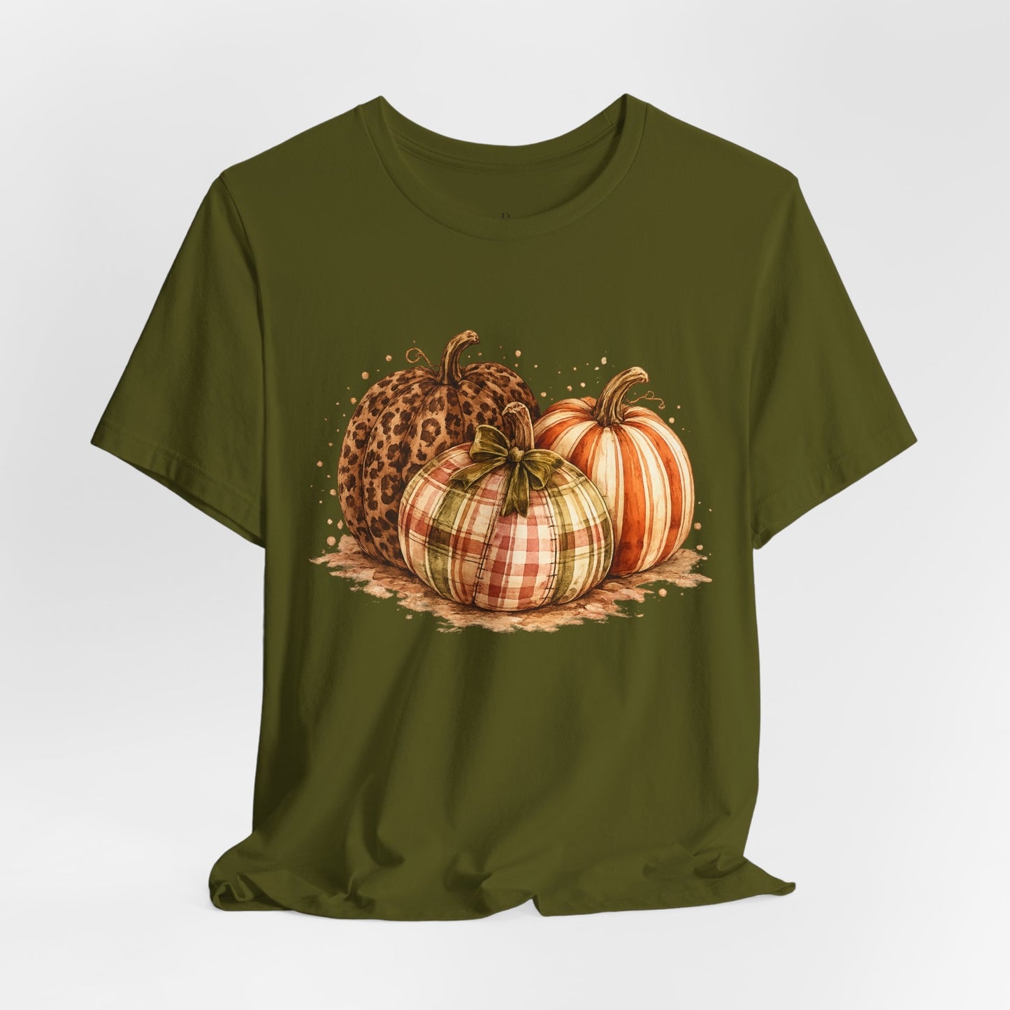 Plaid About Fall | Leopard & Plaid Pumpkin Graphic Tee Jersey Short Sleeve Tee