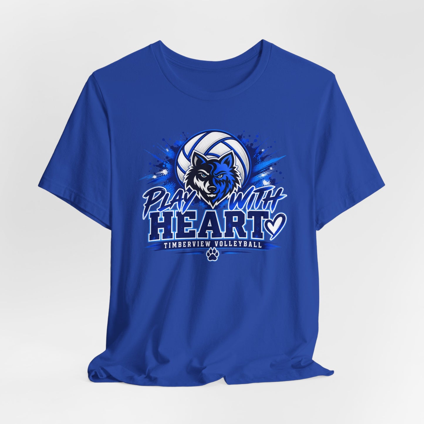 Play With Heart Volleyball T-Shirt — Wolf Mascot Team Tee