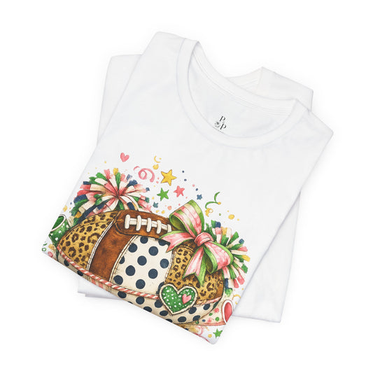 Football Cheer Graphic Tee — Cute Floral & Leopard Sports Shirt