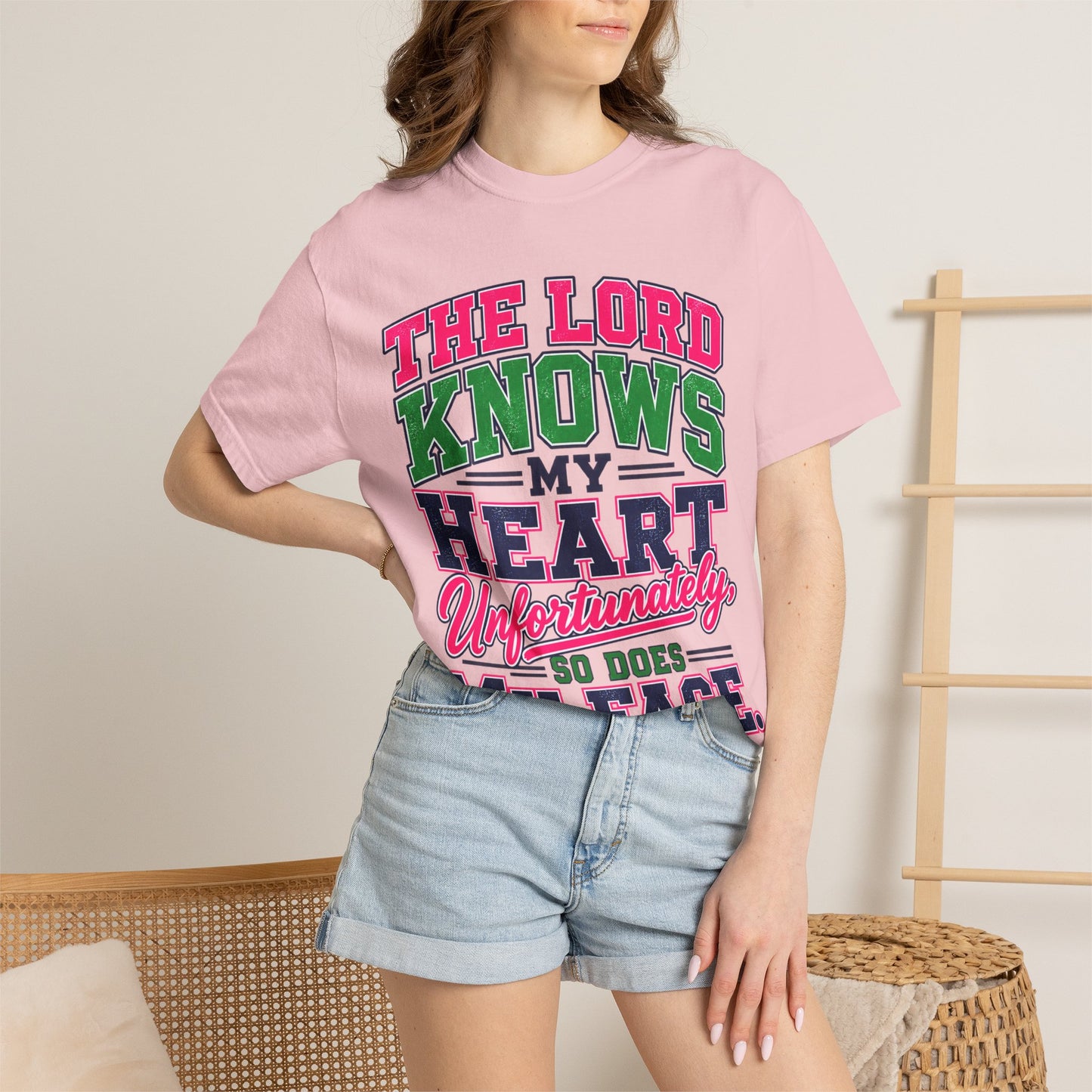 The Lord Knows My Heart Unfortunately So Does My Face T-Shirt | Christian Humor