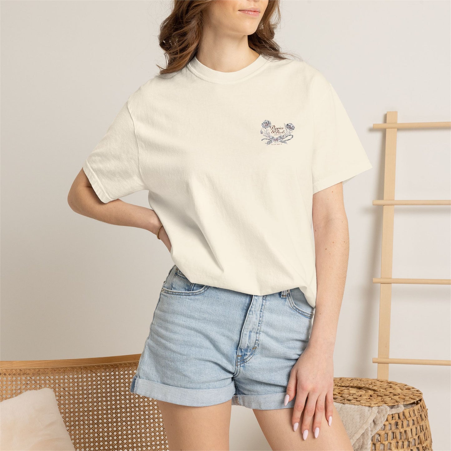 Poppies & Pearls Unisex Garment-Dyed T-shirt