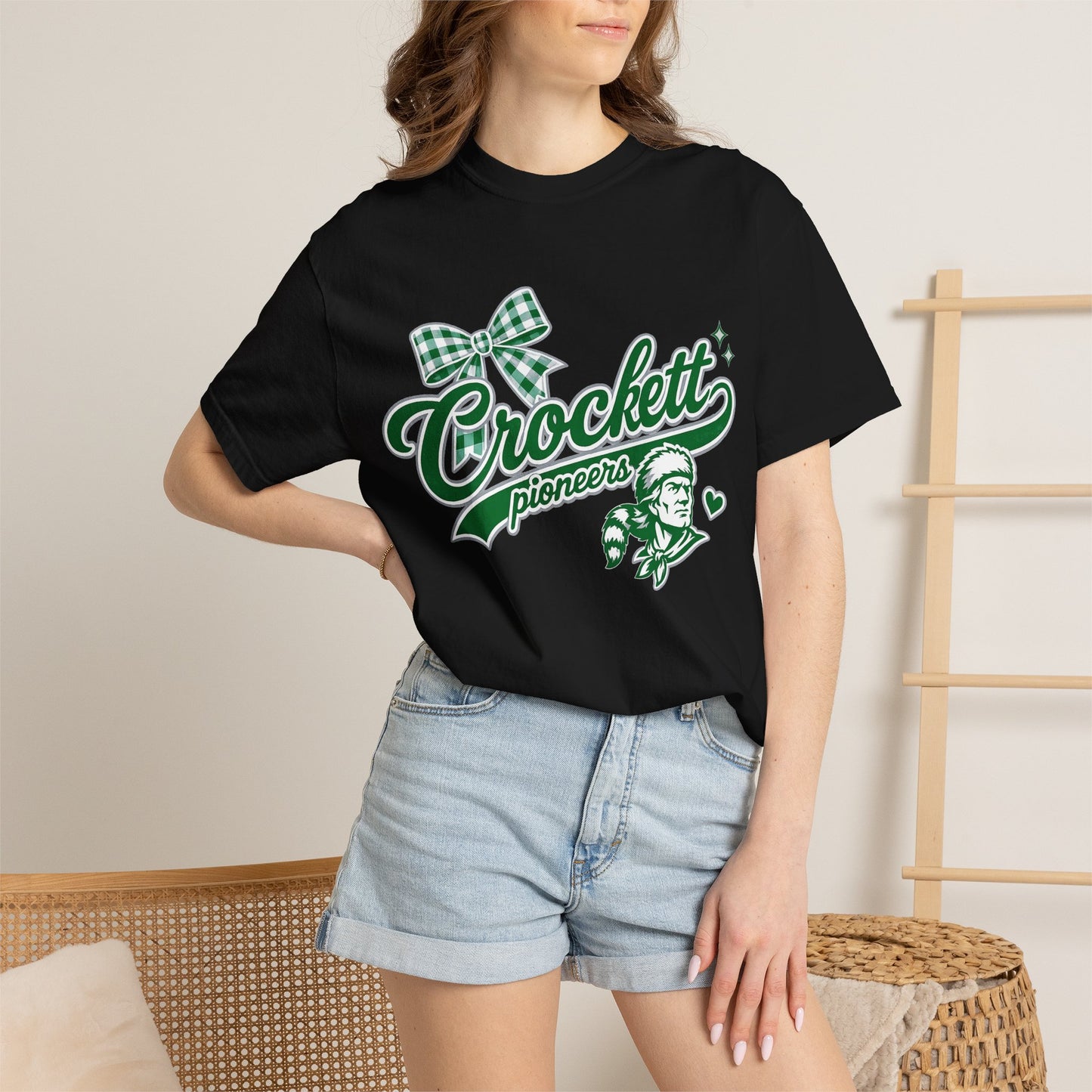 Crockett Pioneers Retro Logo T-Shirt — Vintage Green Script Tee