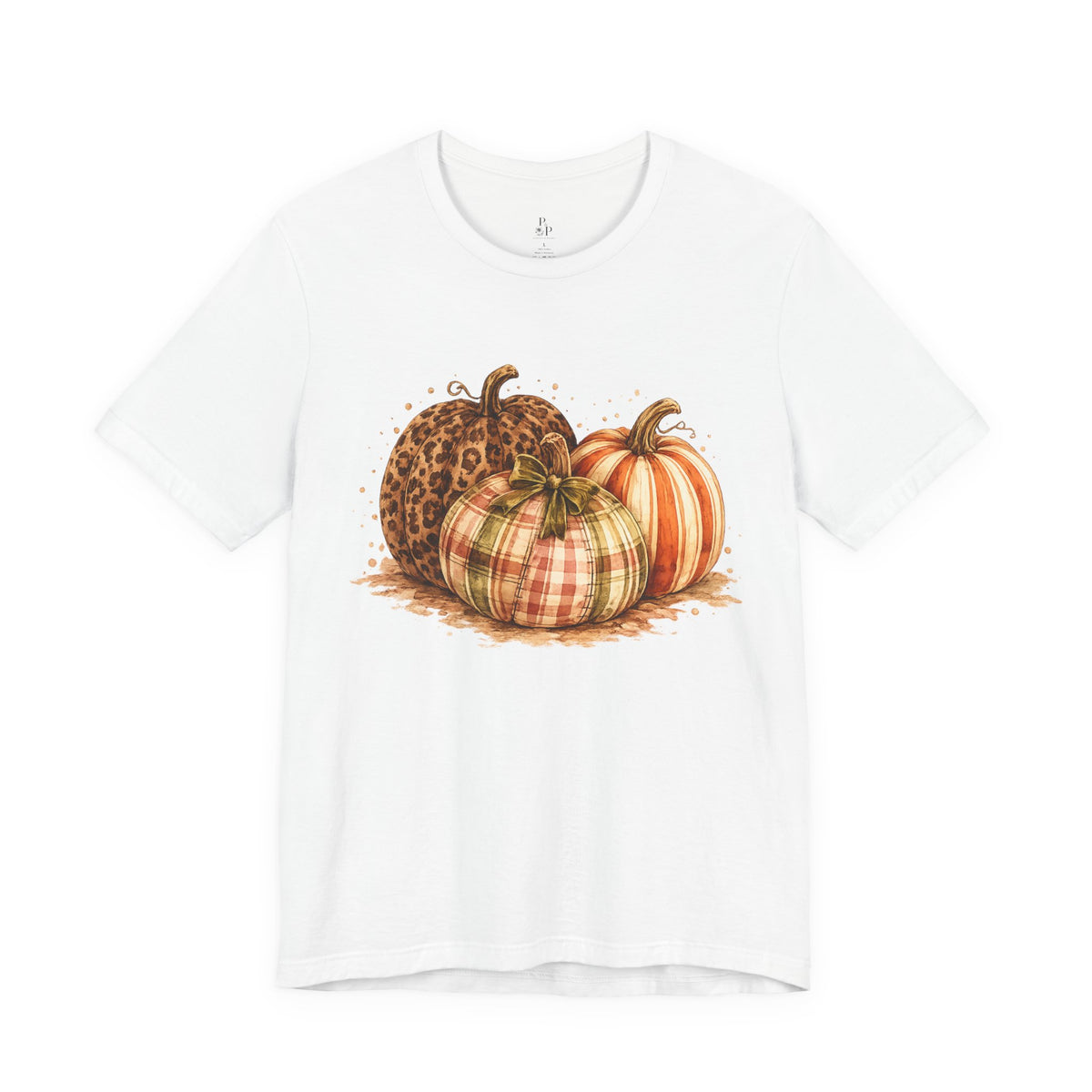 Plaid About Fall | Leopard & Plaid Pumpkin Graphic Tee Jersey Short Sleeve Tee