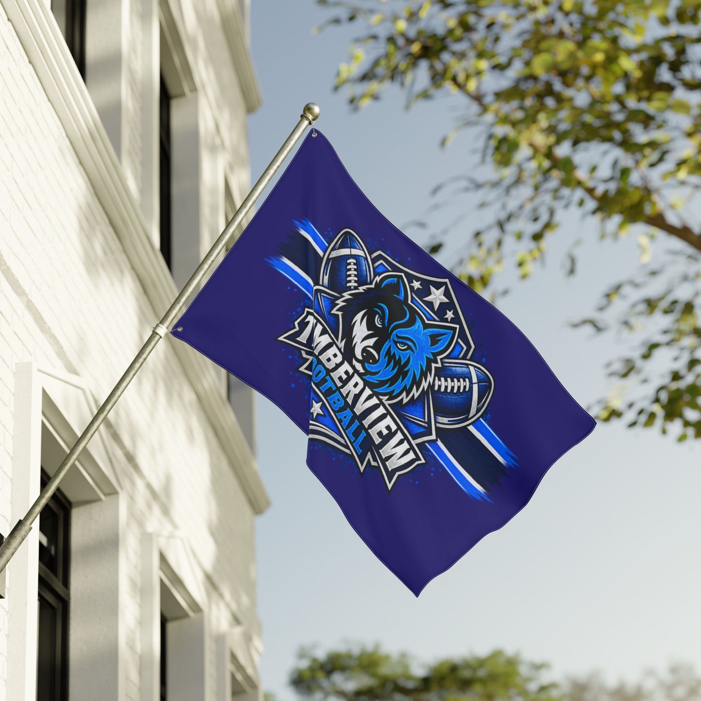 Timberview Football Wolf Flag - Double-Sided Team Banner
