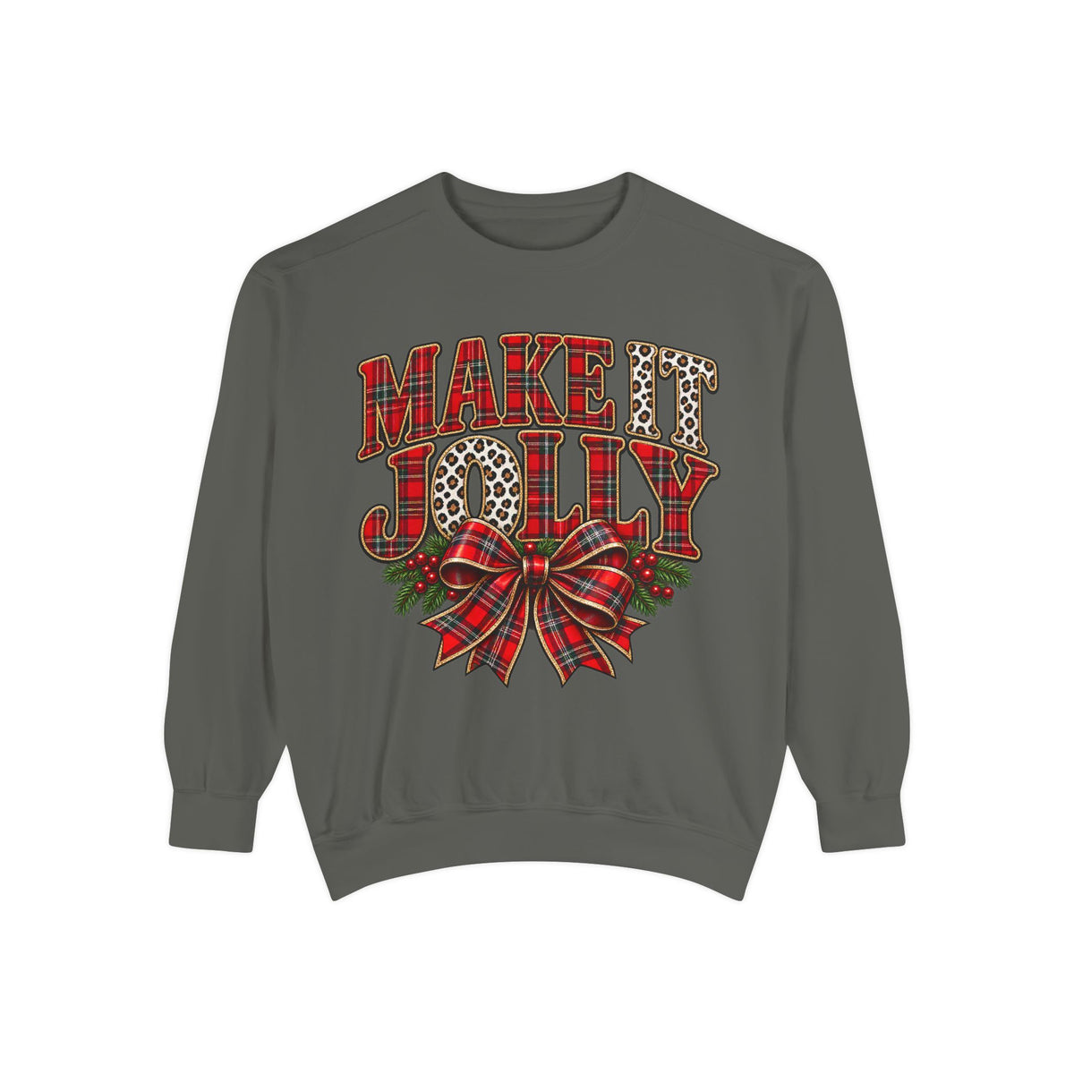 Merry Jolly Plaid Bow Sweatshirt