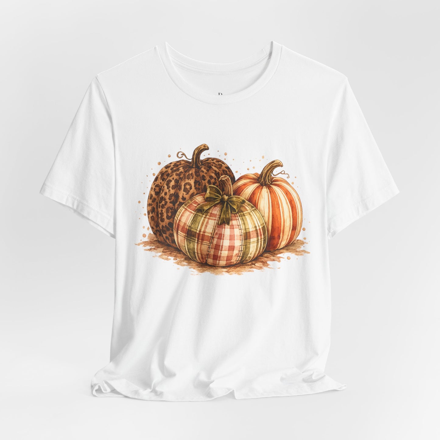 Plaid About Fall | Leopard & Plaid Pumpkin Graphic Tee Jersey Short Sleeve Tee