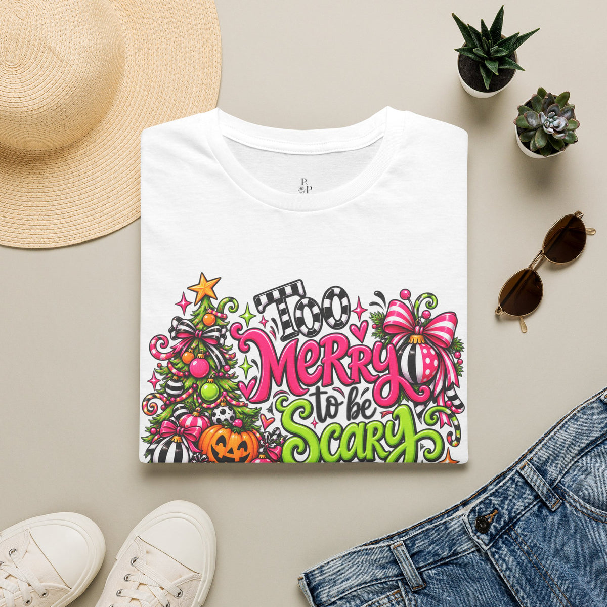Merry to be Scary Christmas Halloween T-Shirt — Cute Spooky Holiday Graphic Tee