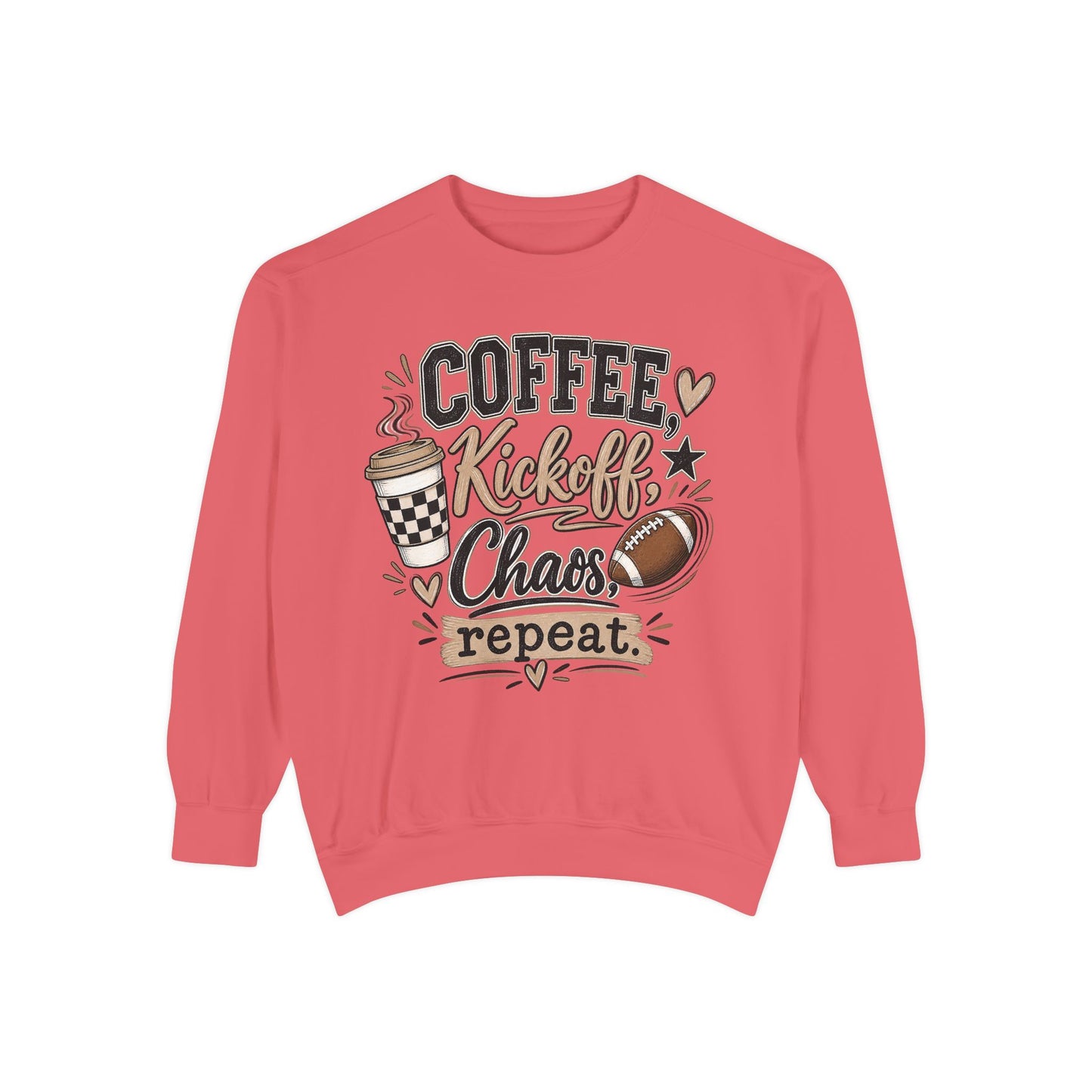 Coffee, Kickoff Repeat - Unisex Garment-Dyed Sweatshirt