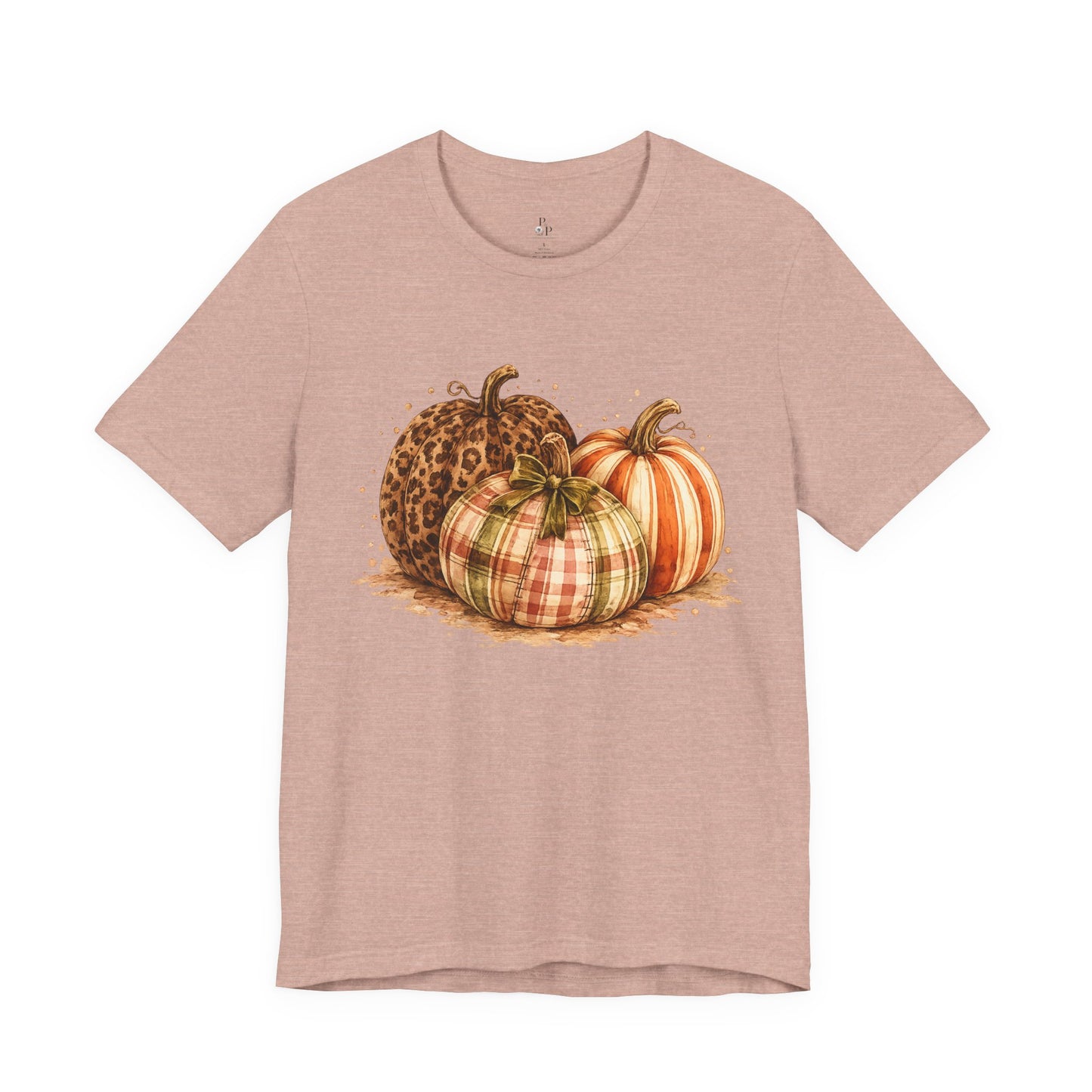 Plaid About Fall | Leopard & Plaid Pumpkin Graphic Tee Jersey Short Sleeve Tee