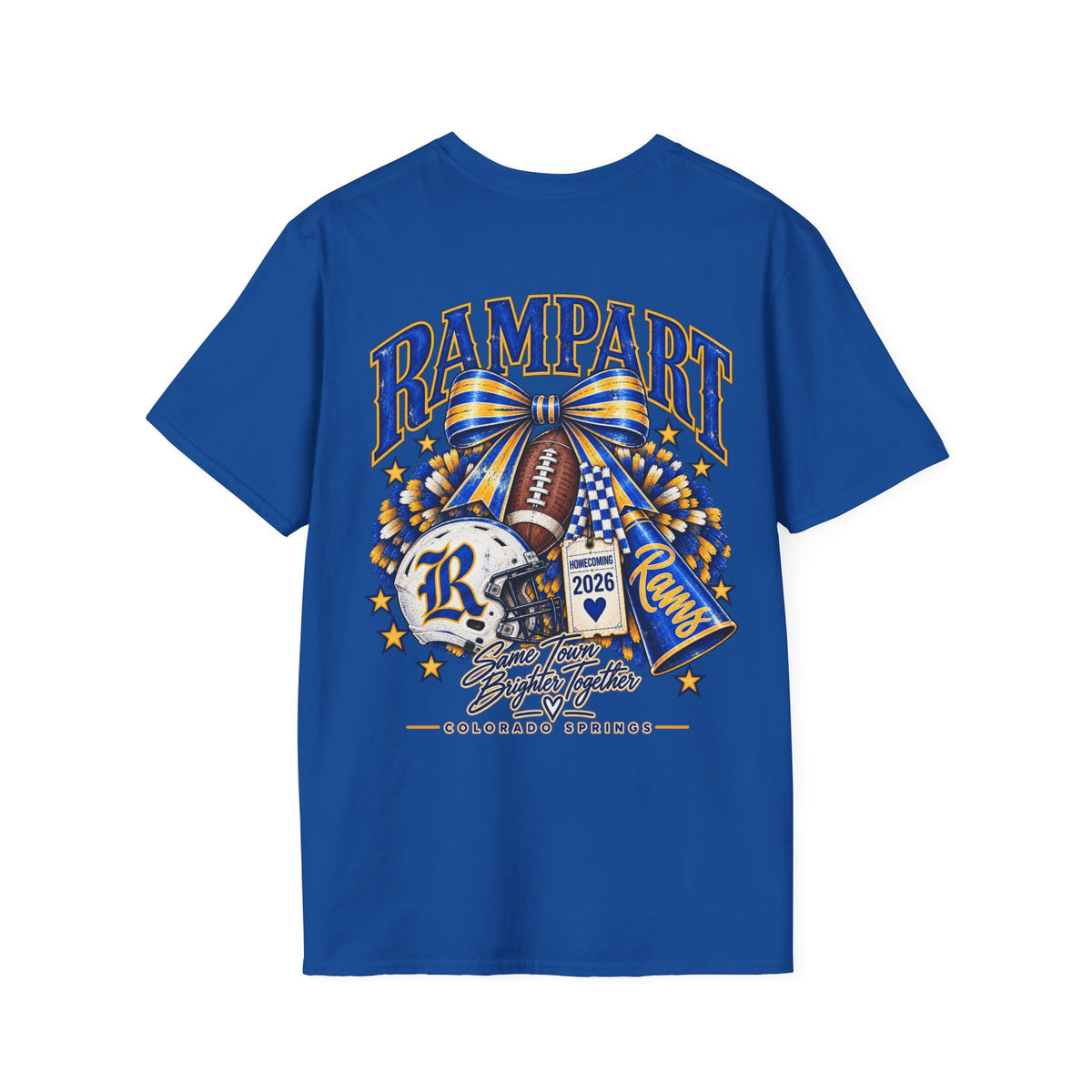 Rampart High School Football Tee — 'Rampart' Vintage Helmet & Football Design
