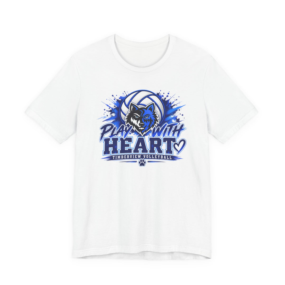 Play With Heart Volleyball T-Shirt — Wolf Mascot Team Tee