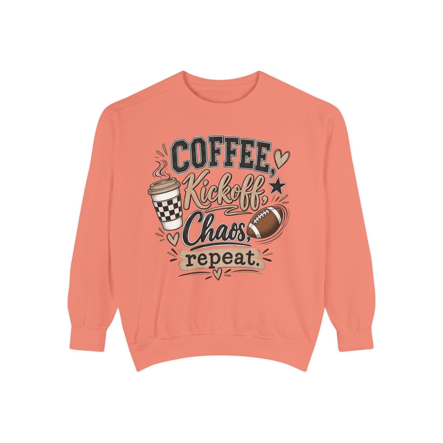 Coffee, Kickoff Repeat - Unisex Garment-Dyed Sweatshirt