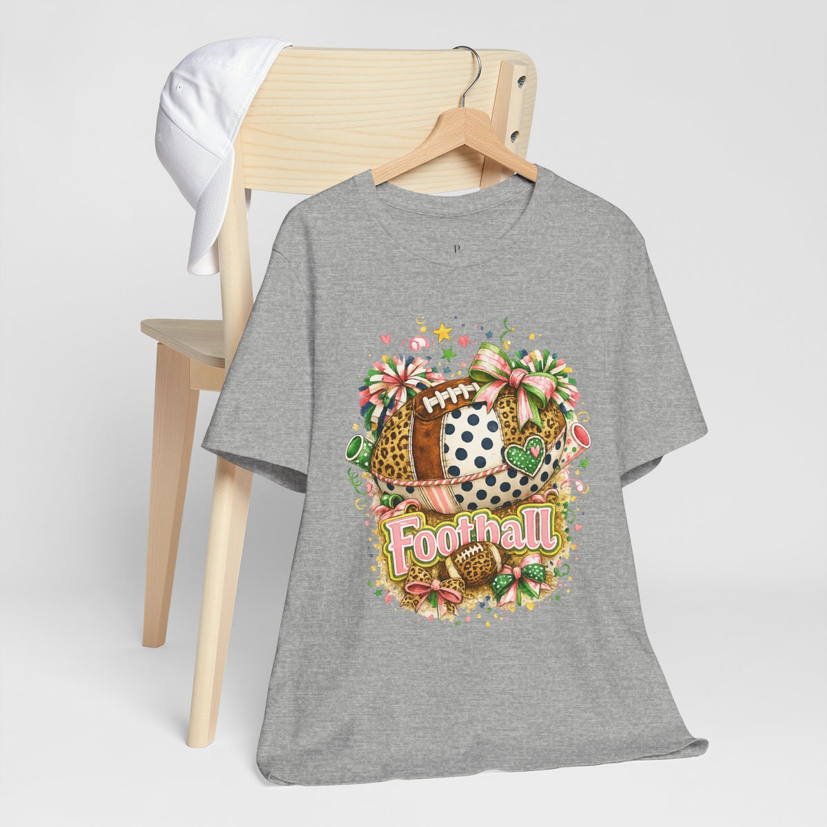 Football Cheer Graphic Tee — Cute Floral & Leopard Sports Shirt