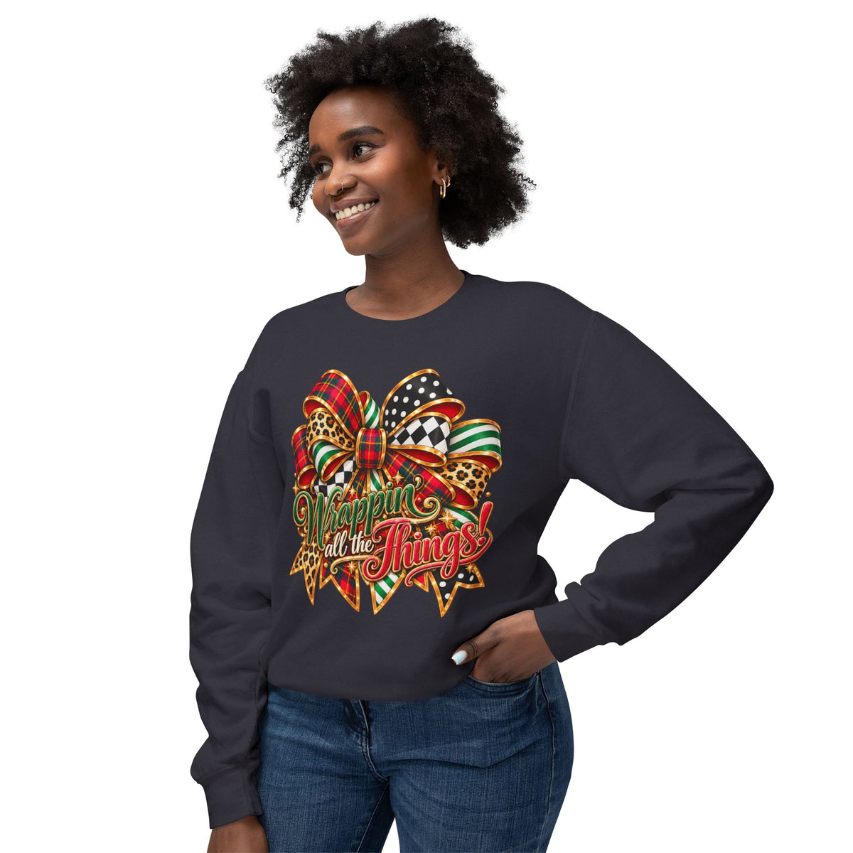Wrapped in All the Things Christmas Bow Sweatshirt