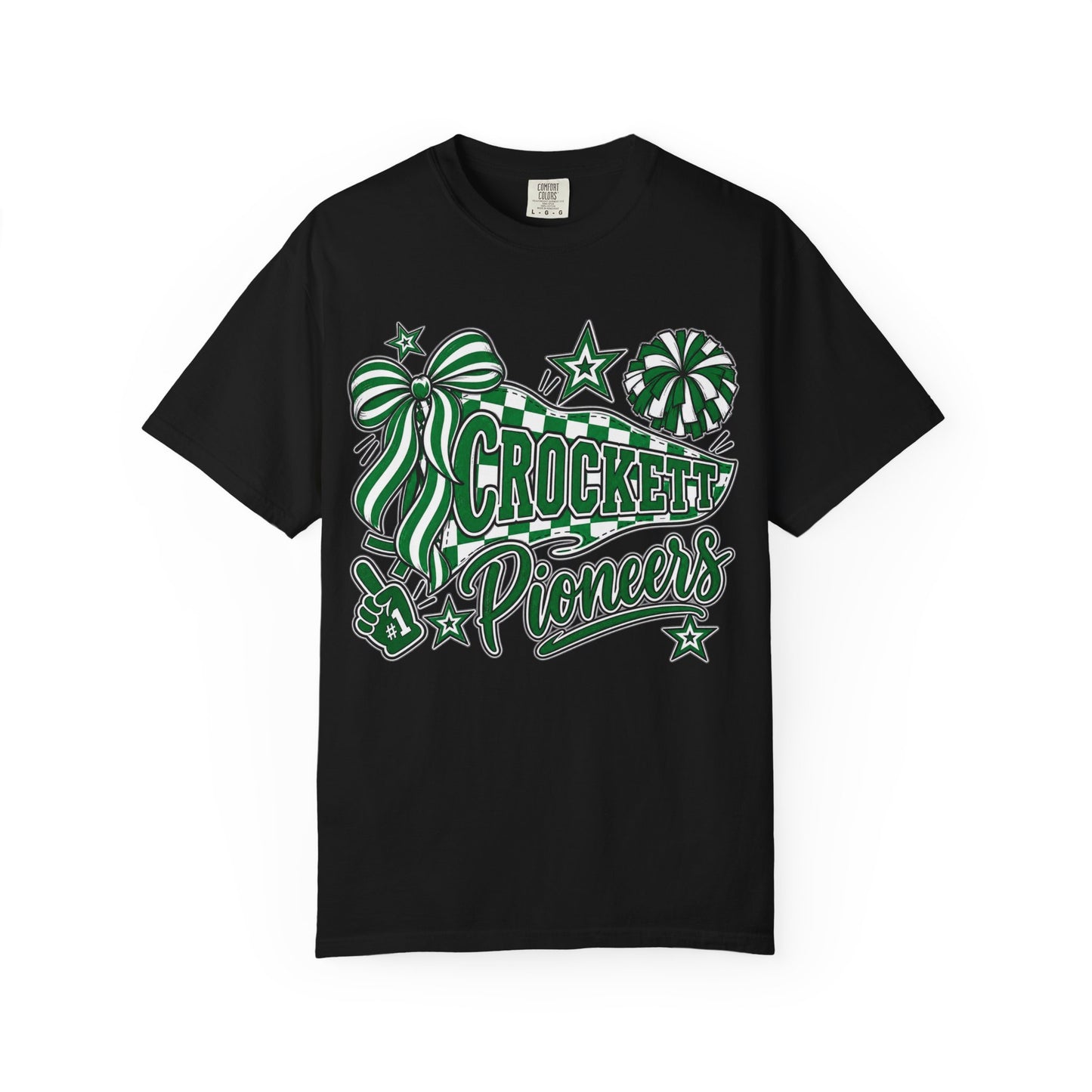 Crockett Pioneers Graphic T-Shirt — School Spirit Retro Ribbon Design