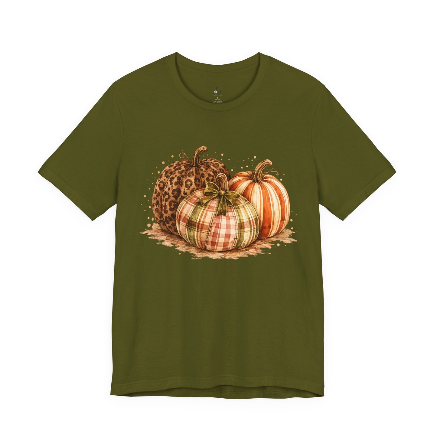Plaid About Fall | Leopard & Plaid Pumpkin Graphic Tee Jersey Short Sleeve Tee