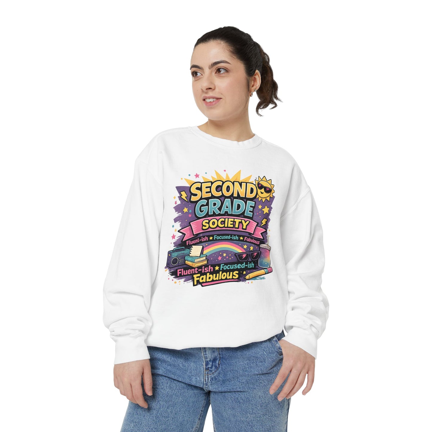 Second Grade Society - Unisex Garment-Dyed Sweatshirt