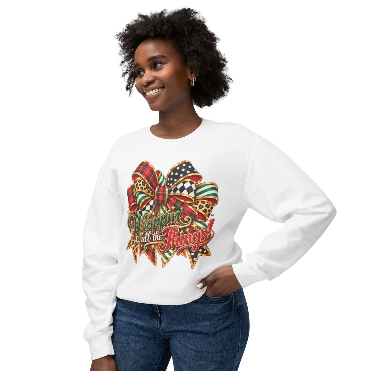 Wrapped in All the Things Christmas Bow Sweatshirt