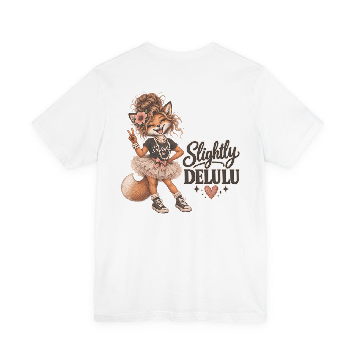 Slightly Delulu Fox Girl T‑Shirt — Cute Anime Fox Graphic Tee with “Slightly Delulu” Text