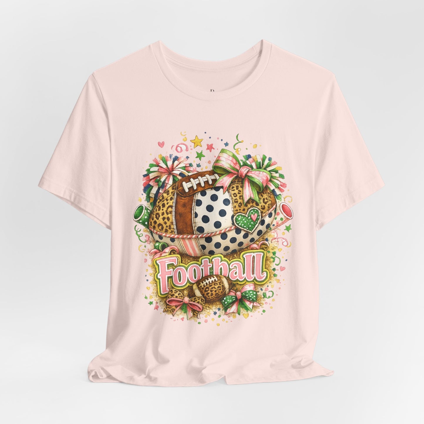 Football Cheer Graphic Tee — Cute Floral & Leopard Sports Shirt