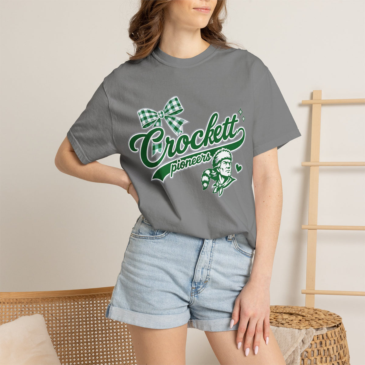 Crockett Pioneers Retro Logo T-Shirt — Vintage Green Script Tee