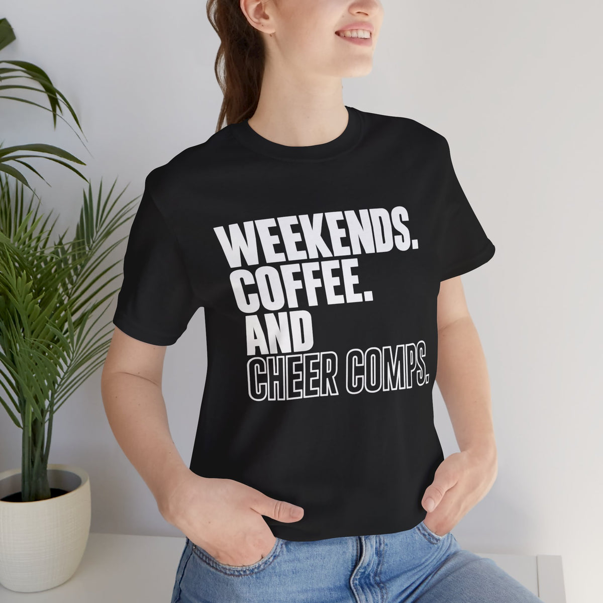 Cheer Mom Tee — "Weekends. Coffee. And Cheer Comps." Short Sleeve Shirt