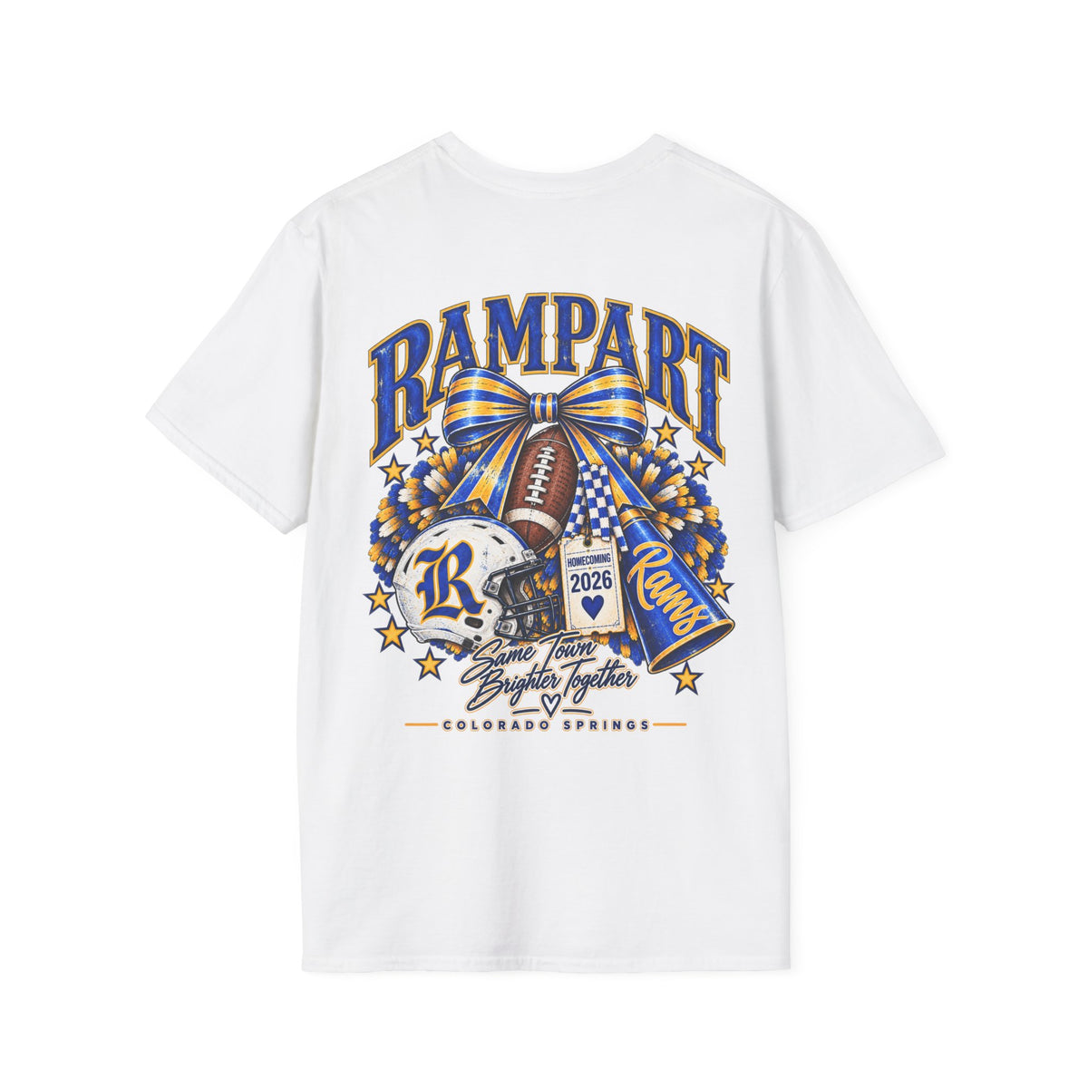 Rampart High School Football Tee — 'Rampart' Vintage Helmet & Football Design