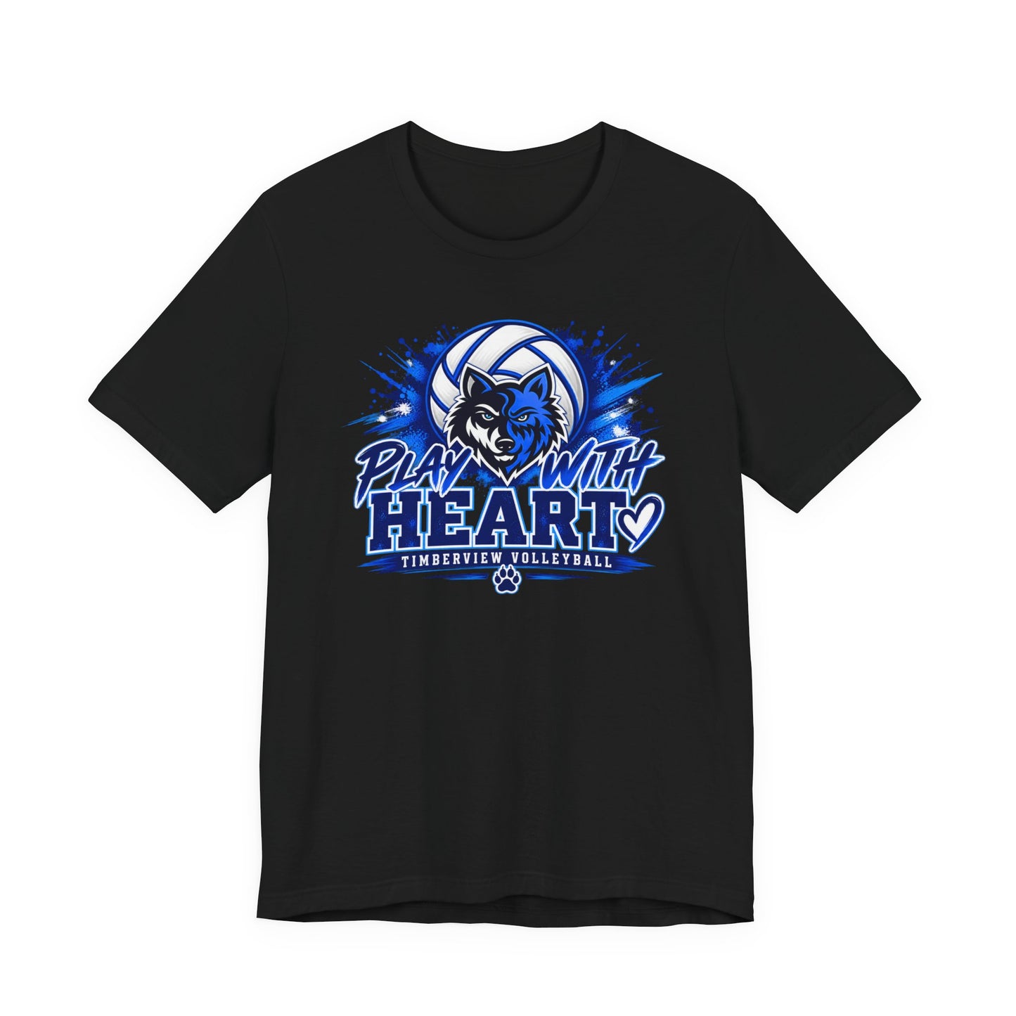 Play With Heart Volleyball T-Shirt — Wolf Mascot Team Tee
