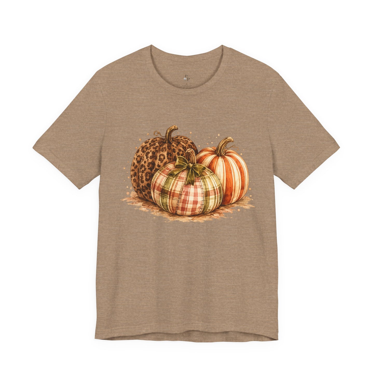 Plaid About Fall | Leopard & Plaid Pumpkin Graphic Tee Jersey Short Sleeve Tee