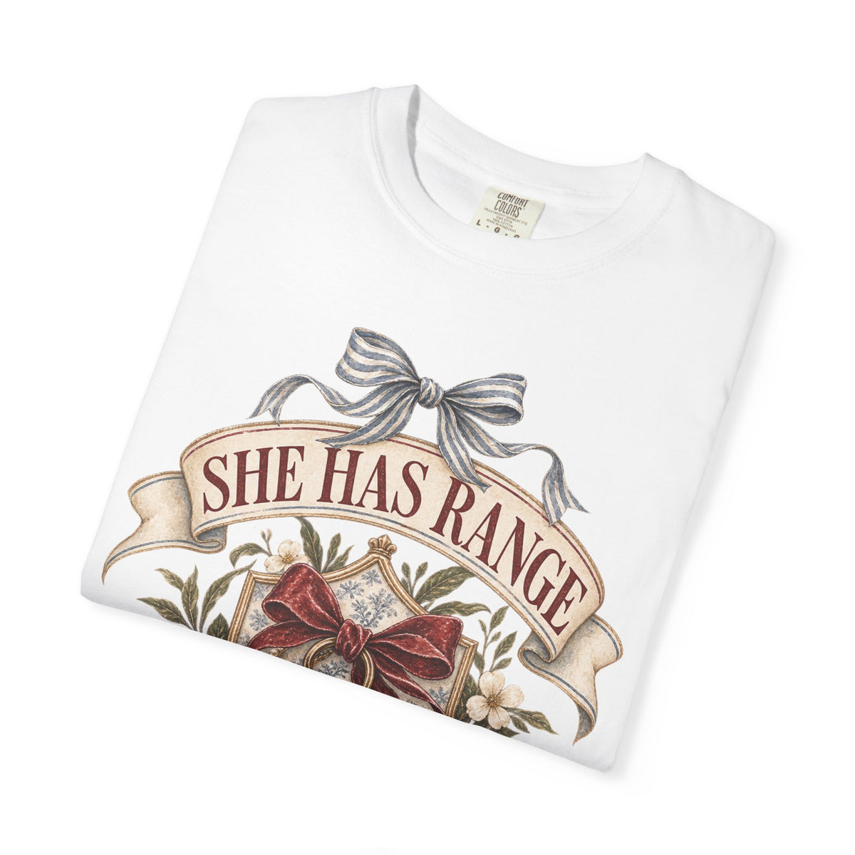 She Has Range Shirt | Funny Mom Graphic Tee | Prayer Profanity Avoidance Carpool Shirt | Vintage Preppy Faith Mom T-Shirt
