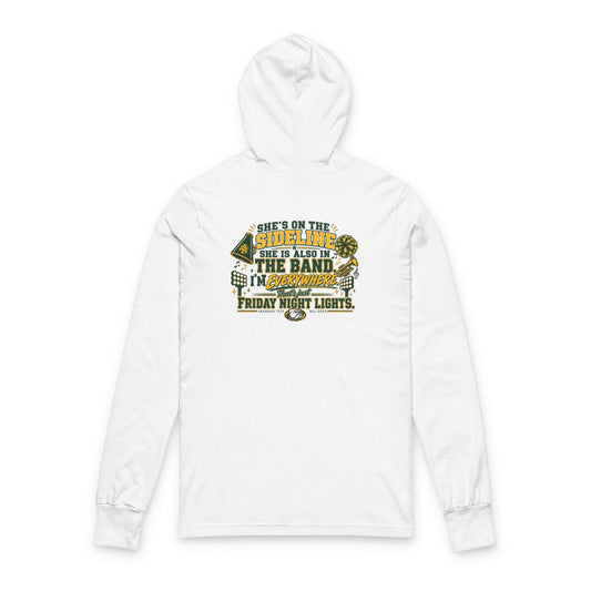 Mom Hoodie – “She’s On The Sideline, She’s Also In The Band” Football Supporter Pullover