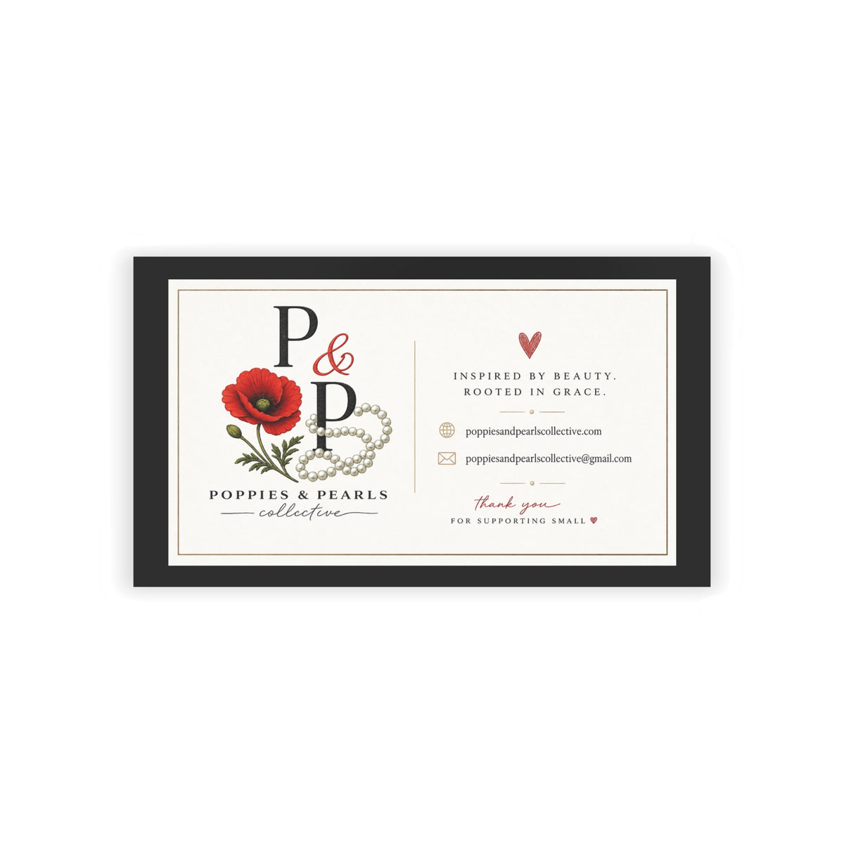 Poppies & Pearls Floral Business Cards — Elegant Feminine Logo Cards