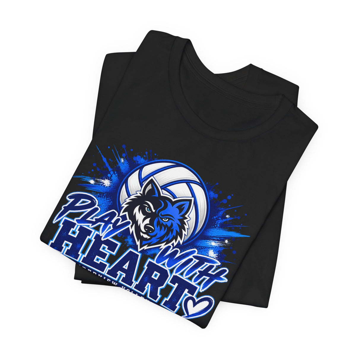 Play With Heart Volleyball T-Shirt — Wolf Mascot Team Tee