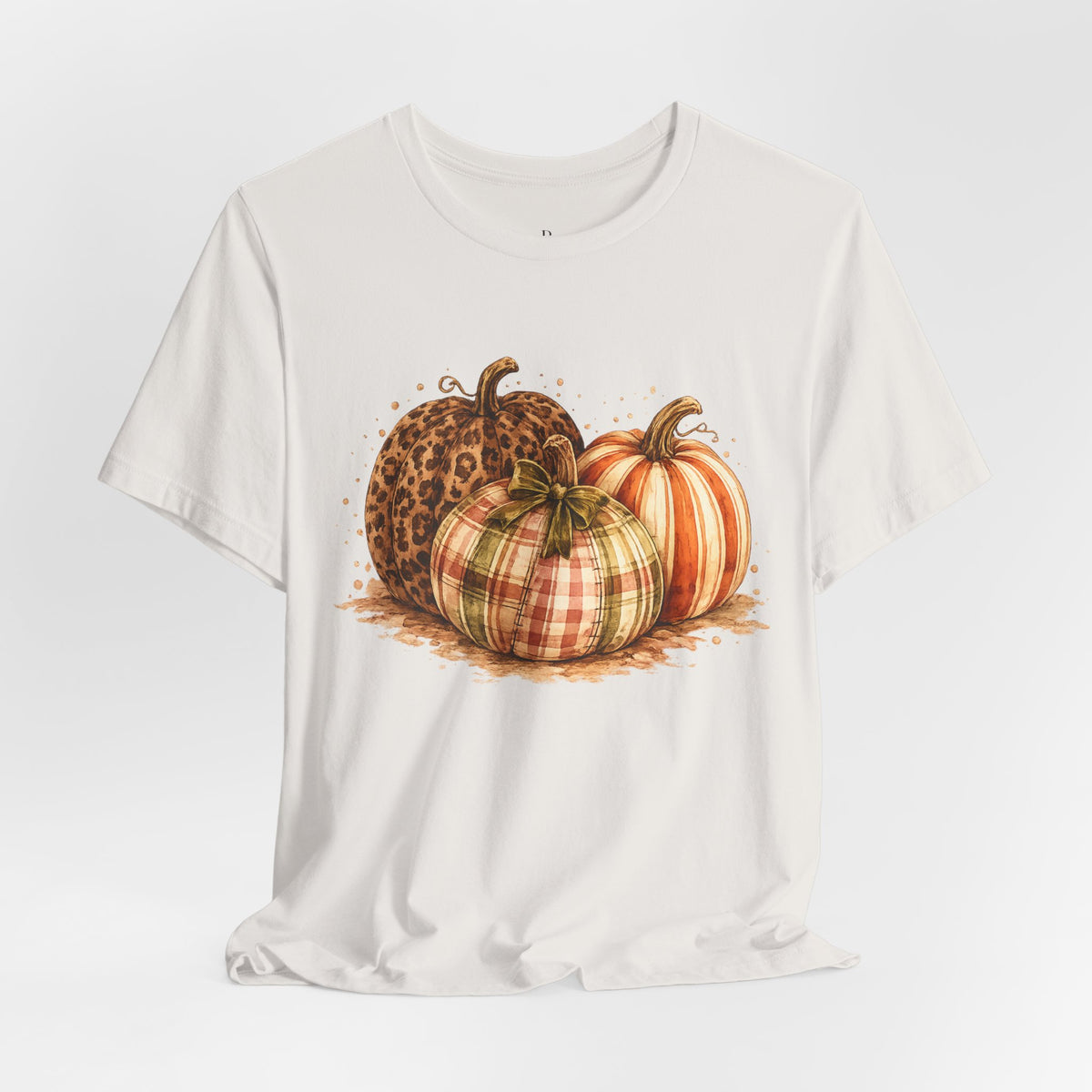 Plaid About Fall | Leopard & Plaid Pumpkin Graphic Tee Jersey Short Sleeve Tee