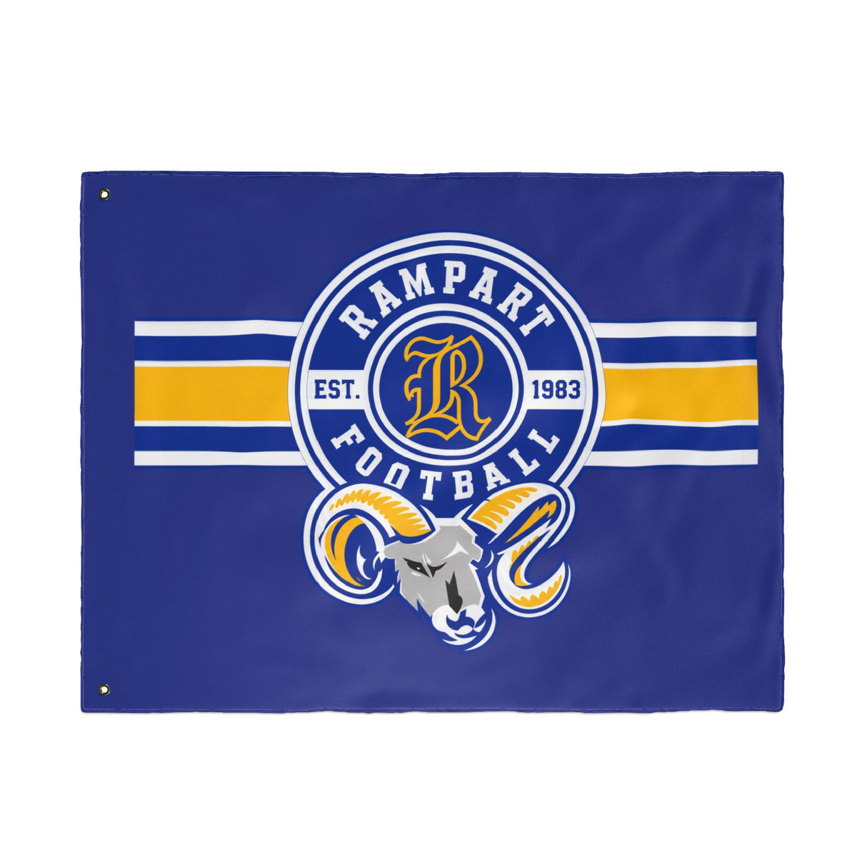 Rampart Football Double-Sided Team Flag – Blue & Gold Rams Banner