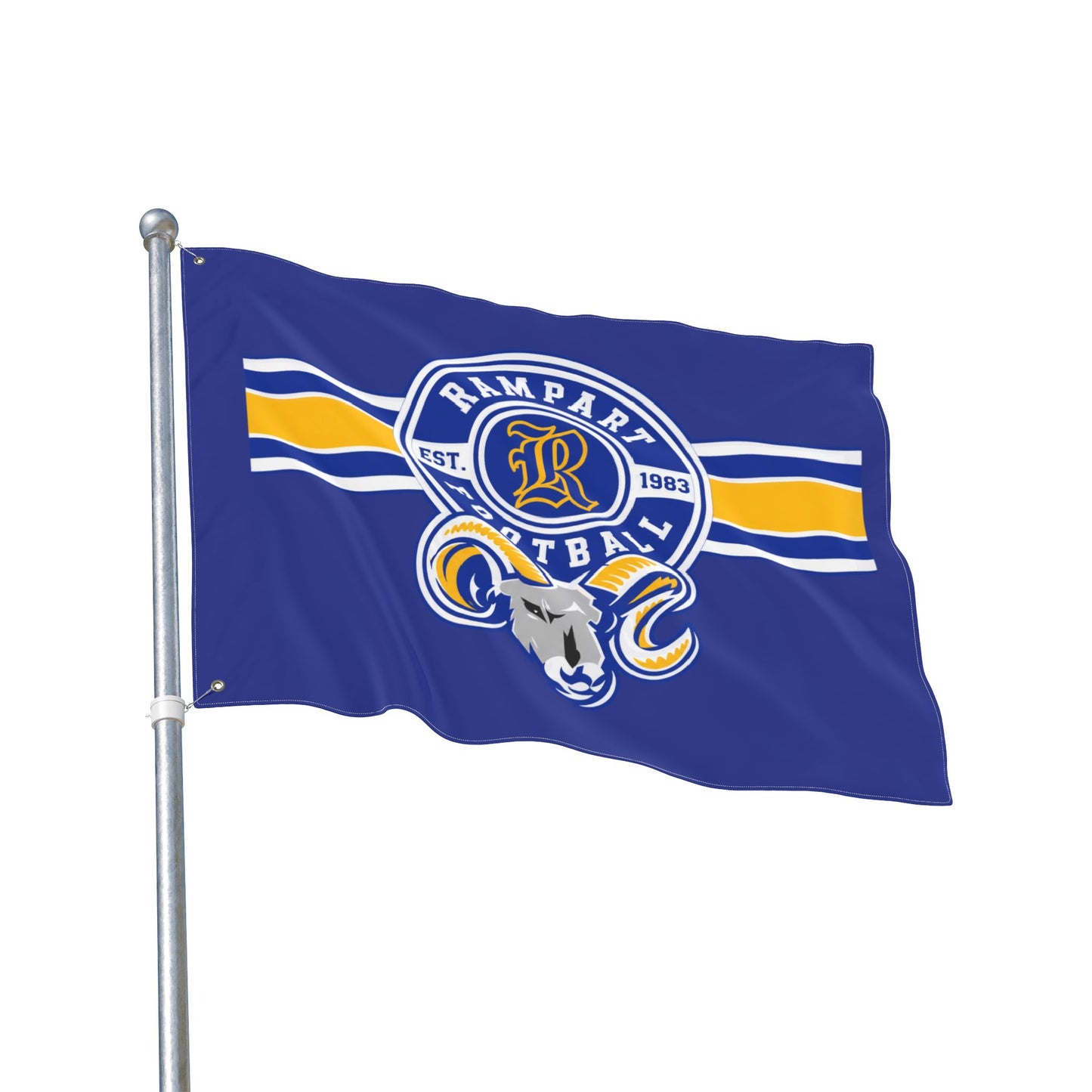 Rampart Football Double-Sided Team Flag – Blue & Gold Rams Banner