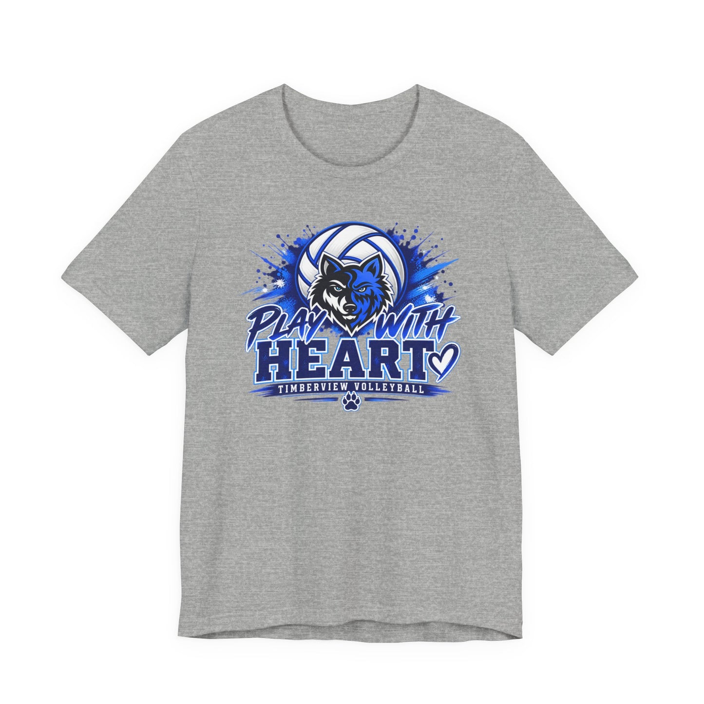 Play With Heart Volleyball T-Shirt — Wolf Mascot Team Tee