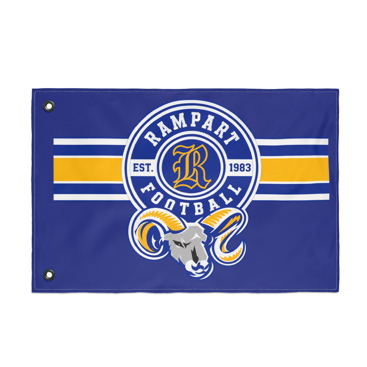 Rampart Football Double-Sided Team Flag – Blue & Gold Rams Banner