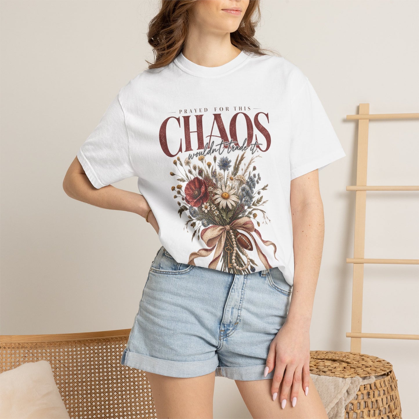 Prayed for This Chaos Shirt | Faith Based Sports Mom Tee | Football Mom Wildflower Shirt | Christian Mom
