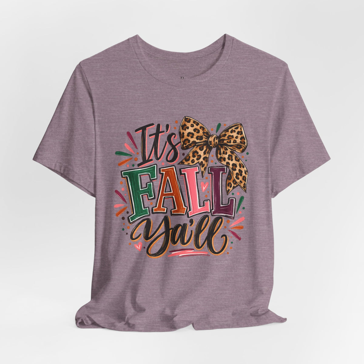 It's Fall Y'all Tee — Leopard Bow Autumn Graphic T-Shirt
