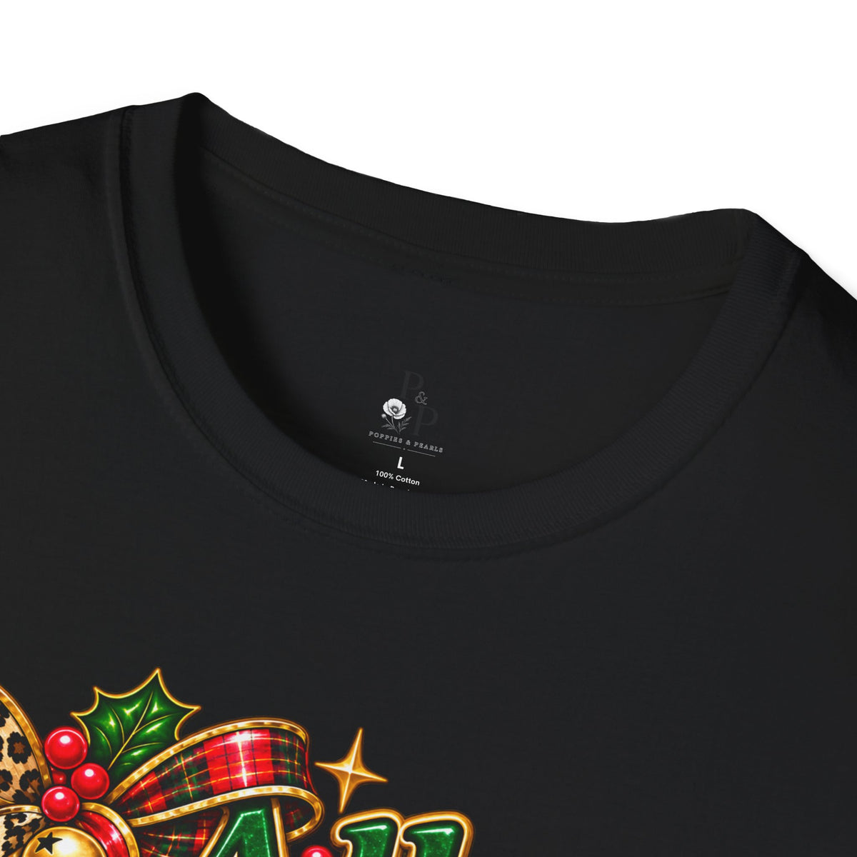 All Is Not Calm Christmas T-Shirt, Festive Holly and Poinsettia Design