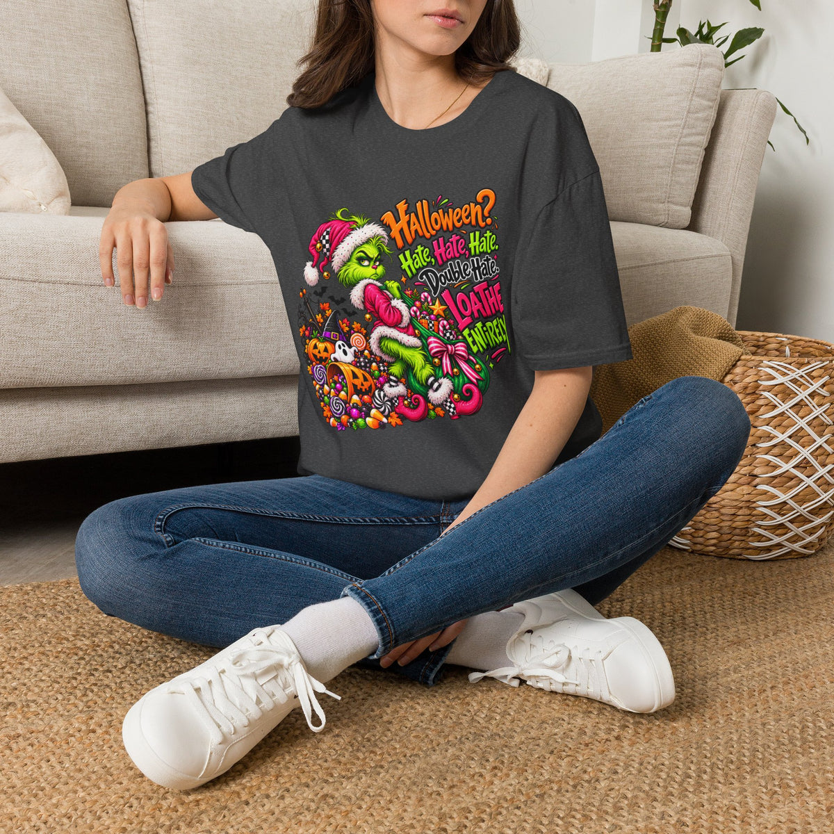 Grinch Halloween T-Shirt — "Halloween? Bah Humbug!" Festive Spooky Holiday Tee