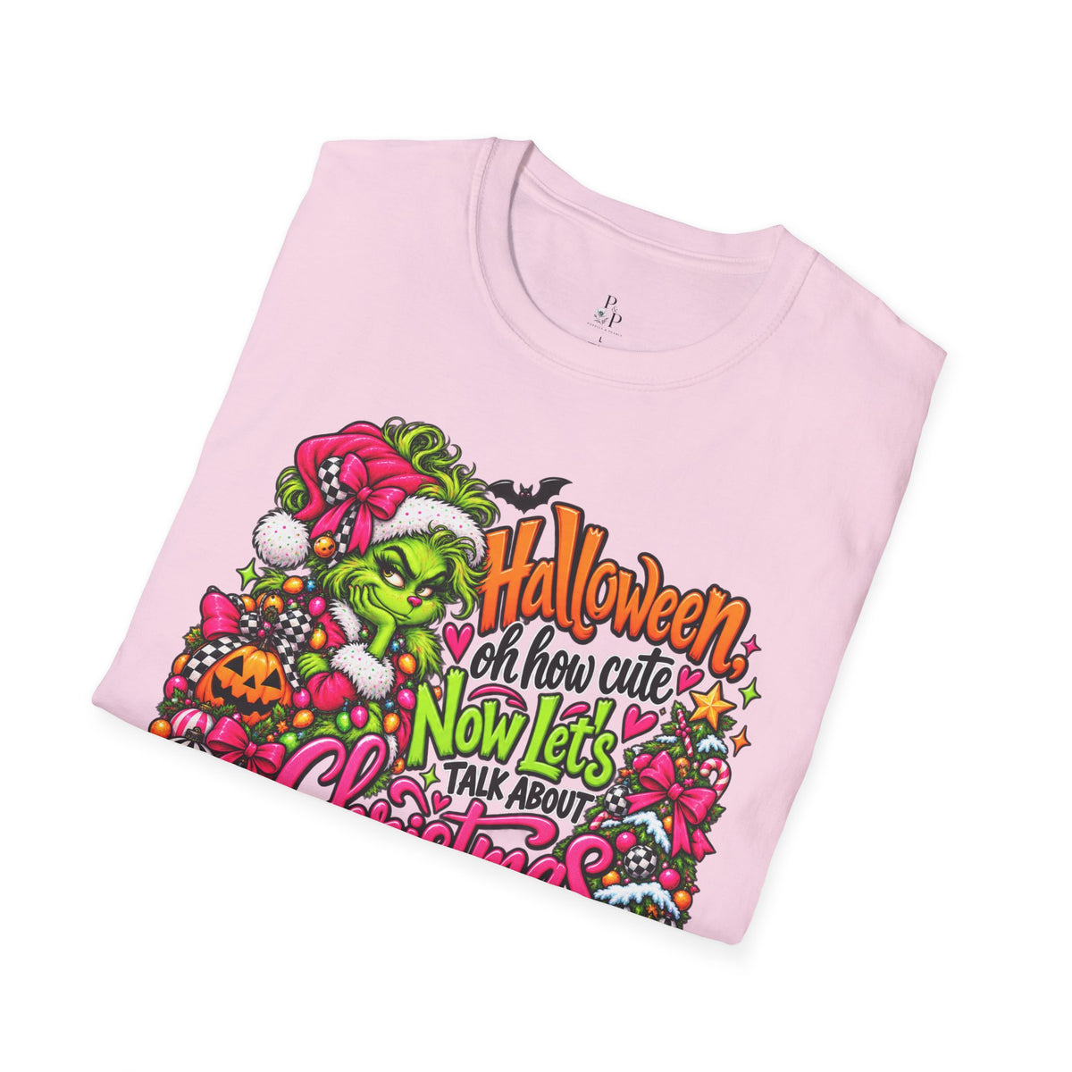 Halloween Then Christmas Now T-Shirt — Grinch & Jack-o’-Lantern Holiday Mashup Tee