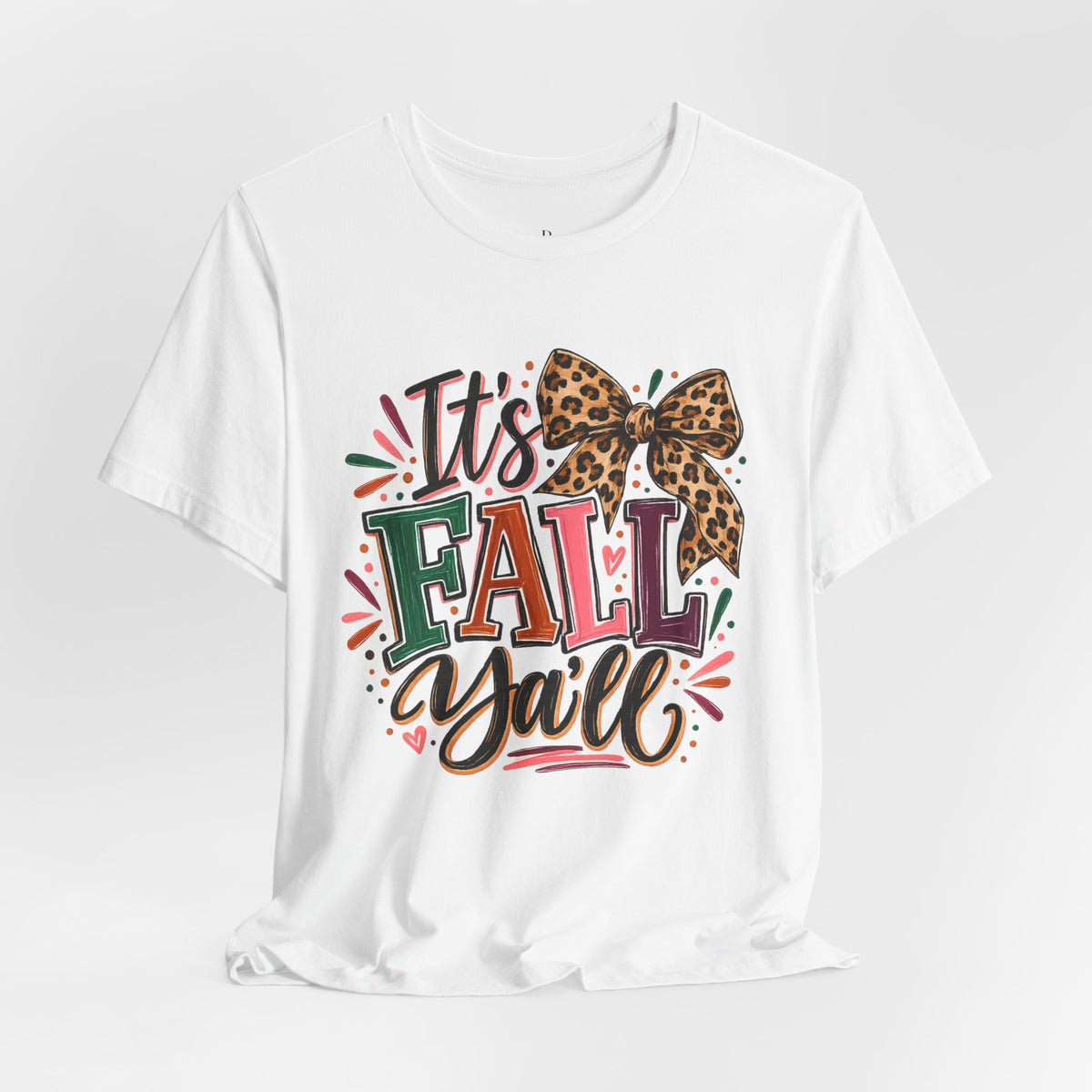 It's Fall Y'all Tee — Leopard Bow Autumn Graphic T-Shirt