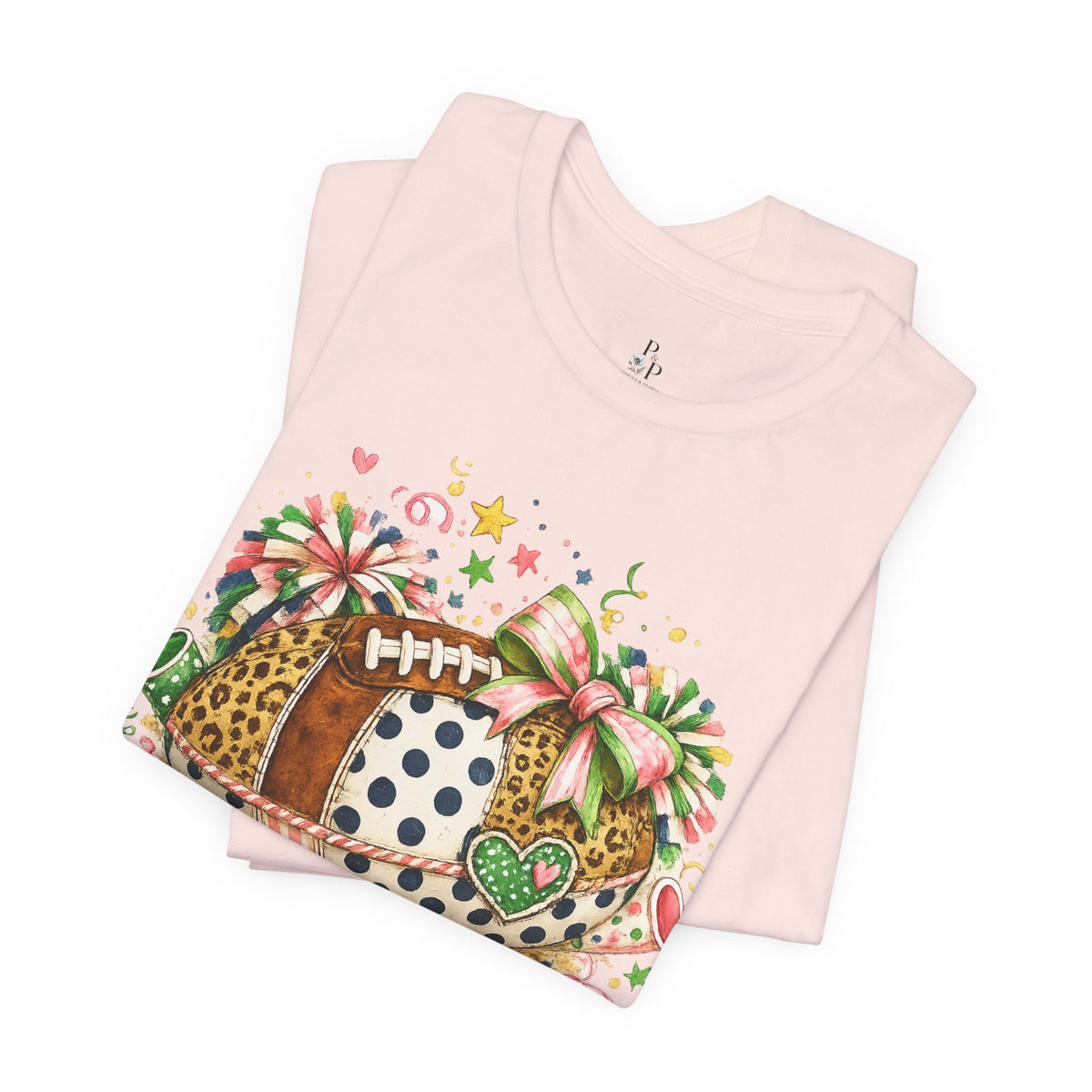 Football Cheer Graphic Tee — Cute Floral & Leopard Sports Shirt