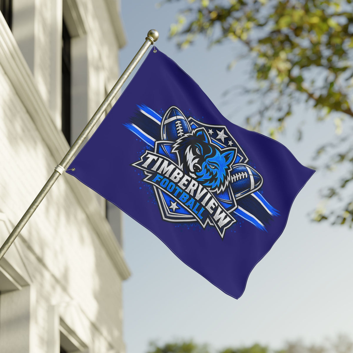 Timberview Football Wolf Flag - Double-Sided Team Banner