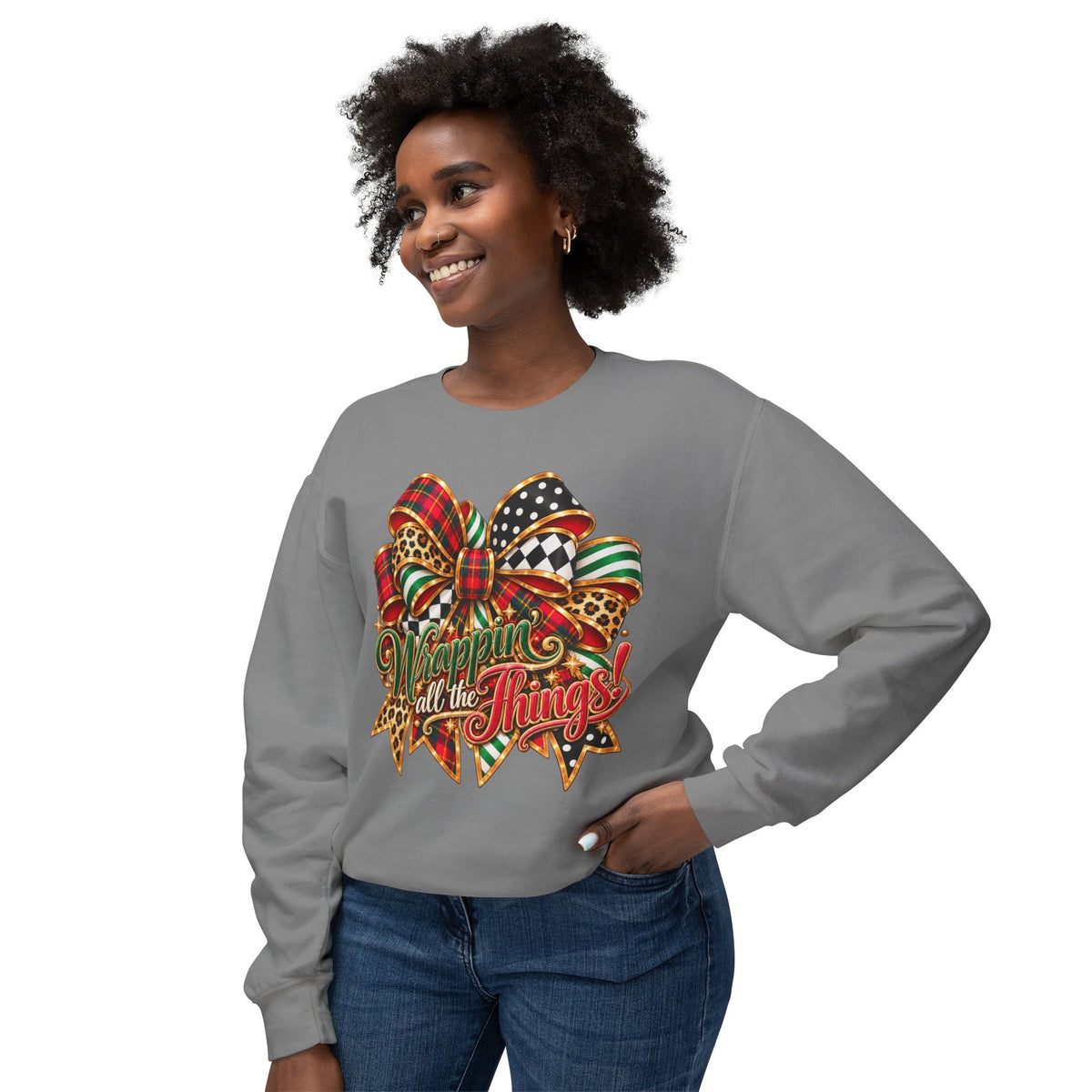 Wrapped in All the Things Christmas Bow Sweatshirt